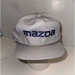 NOS Vintage 1980-1990s MAZDA Mesh Cap Snapback AmaPro Rope Light Grey Cap Hat